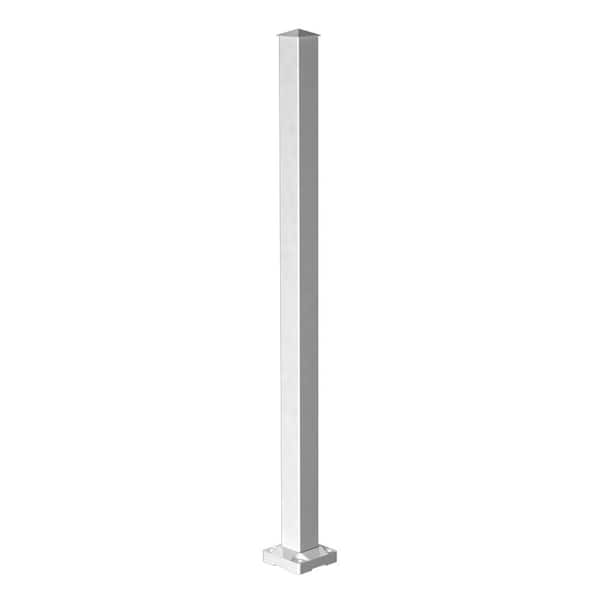 Deck Railing Stair Post 2 in. x 42 in. White Aluminum Heavy Duty Base With Cap