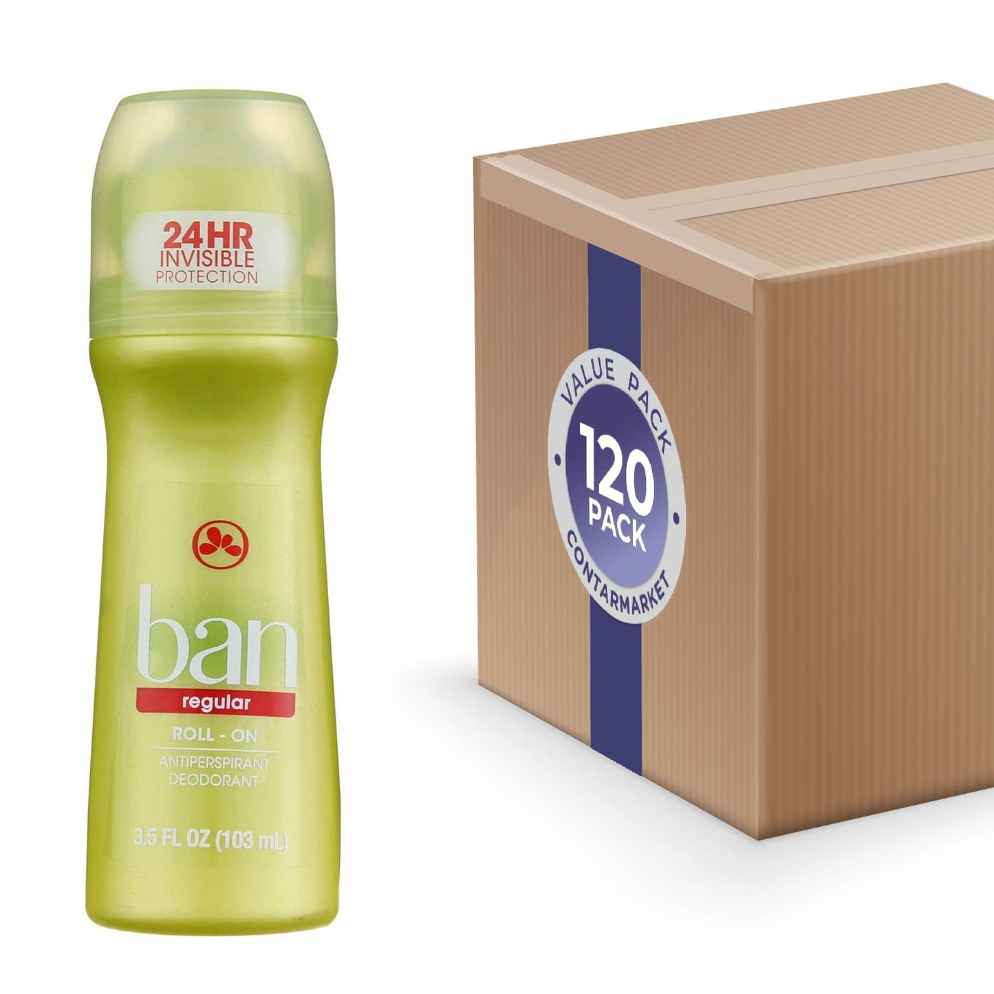 Ban Roll On Antiperspirant Deodorant, Regular, 3.5 Oz - 120 Pack